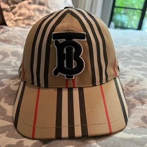 Burberry Tan and Black Striped Cap